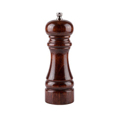 Dark wood pepper mill, kitchen spice grinder, wooden pepper shaker, cooking tool © univect