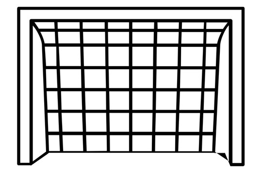 Clean flat vector line icon of a soccer goal net, ideal for sports apps, tournament graphics, coaching resources, and football club signage.
