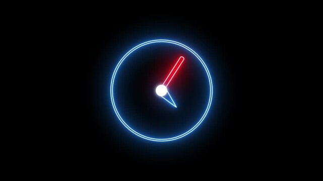 simple nice sabar light neon round clock animation icon looping video in dark background animation videos