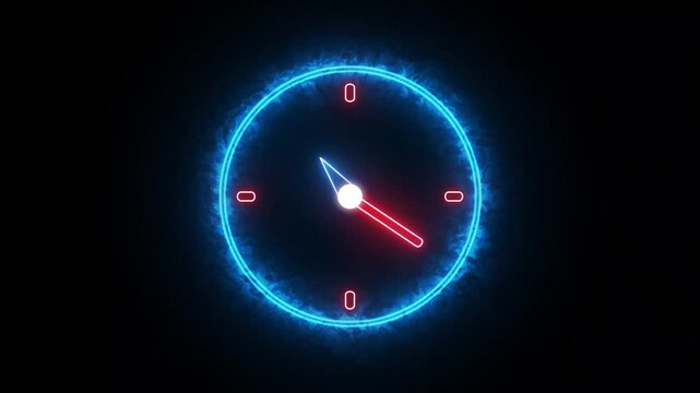hot burning nion fire energy round clock speedometer looping animation video in dark background