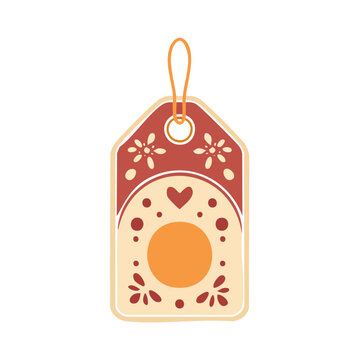 Decorative gift tag with heart and floral pattern