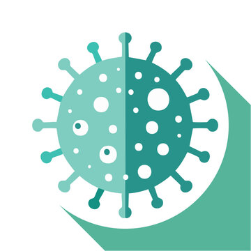 Flat design virus icon with spikes and circular particles