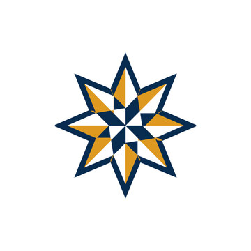 Abstract Geometric Star with Navy Blue and Gold