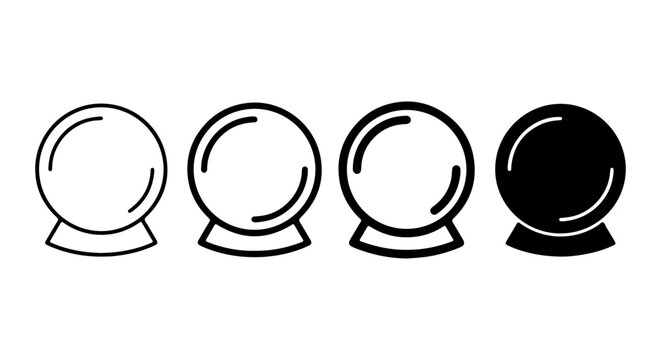 Crystal Ball Icons, Fortune Telling Orbs, Future Prediction Symbols, Set of 4 Vector Graphics
