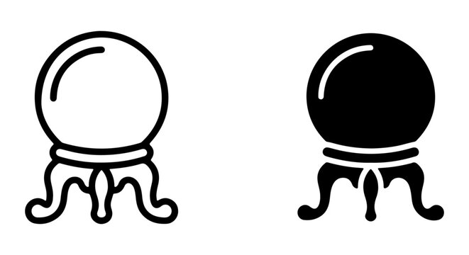 Crystal Ball Icons, Fortune Telling Orb Vector Graphics, Future Prediction Symbols
