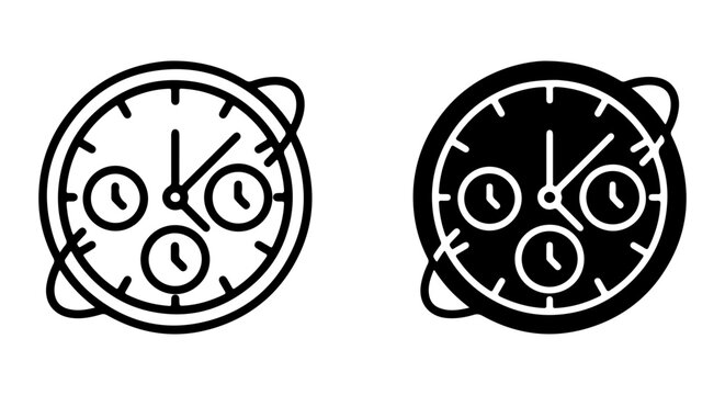 Chronograph Watch Icons, Timepiece Vector Graphics, Stopwatch Symbols, Time Measurement Tools