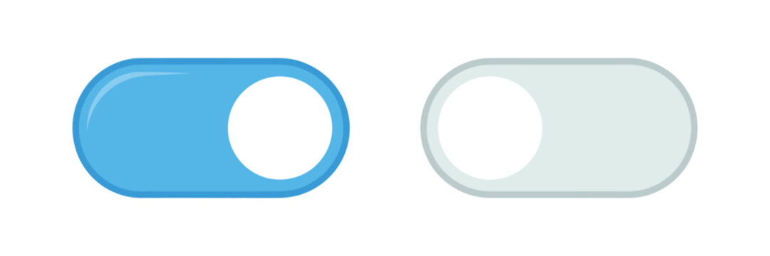Toggle switch element set showing on off states control switch icon enabled and disabled flat vector design for SaaS dashboards and UI settings panels