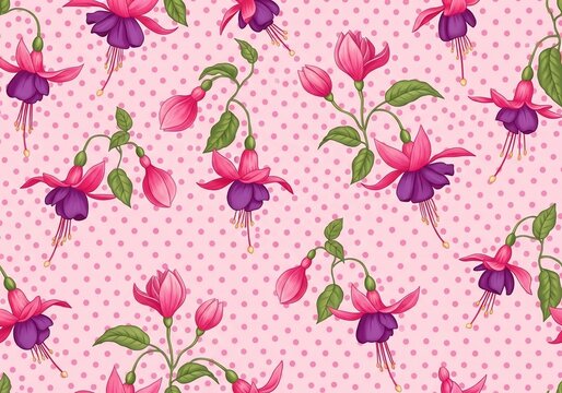 Dancing Fuschias on a Polka Dot Breeze