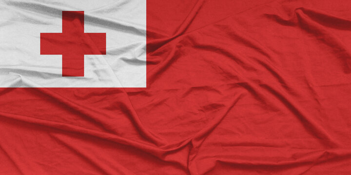 Tonga Flag Air Waves Close Up