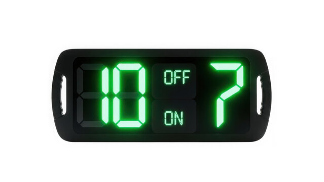 Digital timer display off on isolated on transparent background