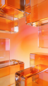 orange glass cubes on grange background