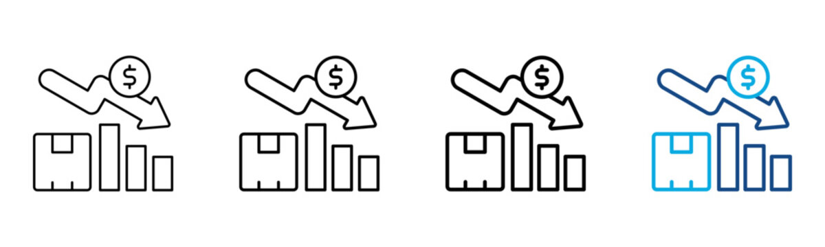 Decrease Icon Different Style Outline Collection Set Vector Illustration