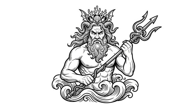 Demonic Oceanus Greek Sea Titan Illustration