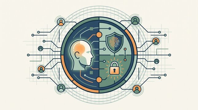 Advanced technology concept with human brain and shield