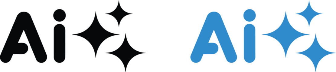 Generative AI logo vector icon featuring magic sparkle stars, artificial intelligence symbol, blue technology emblem, innovation, and futuristic branding. © GAjam