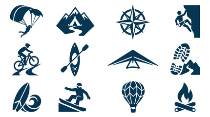 Adventure Sports Icons Set. © reptorAI