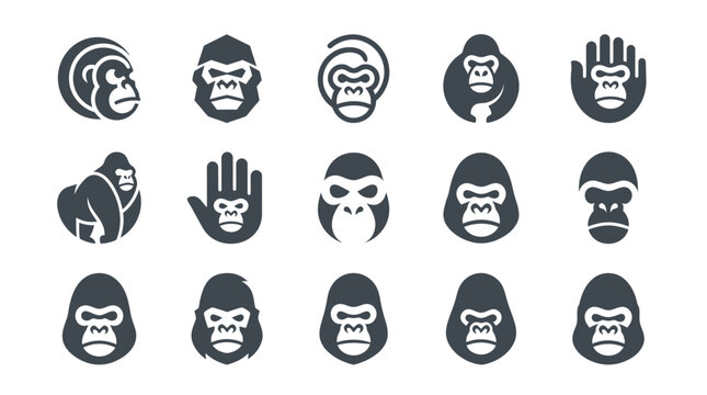 Collection of gorilla face icons.