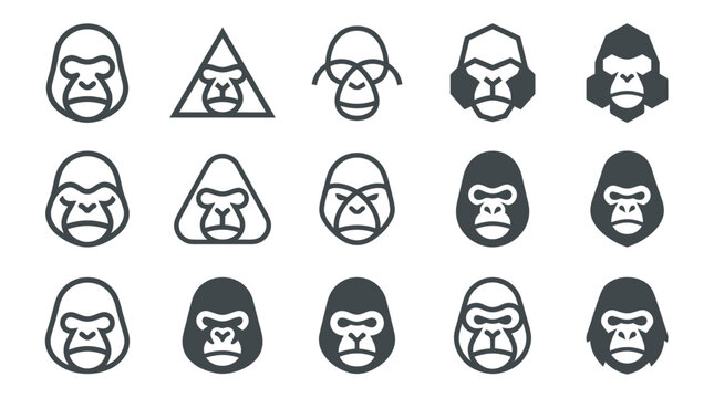 Collection of gorilla face icons.