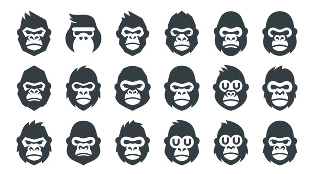 Collection of gorilla face icons.