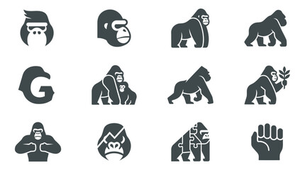 Gorilla icons and symbols. © reptorAI