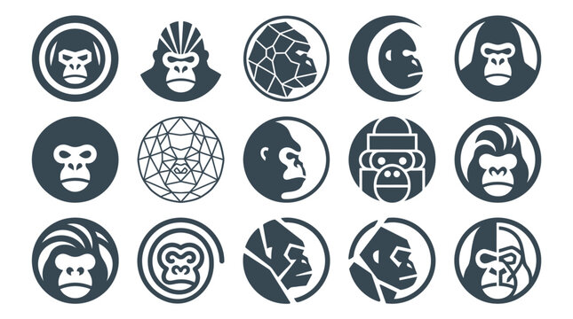 Monkey face logo icons set.