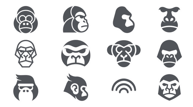 Monkey faces and animal icons.