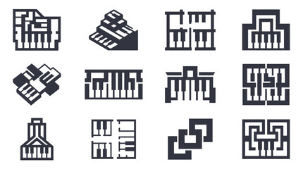 Piano keyboard graphic design elements. © reptorAI