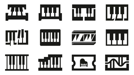 Piano keyboard icons and symbols. © reptorAI