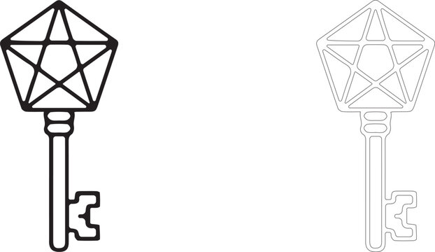 Magic Key Line Art Element: Vector Illustration For Mystery Esoteric Logo Design