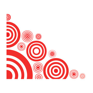Red and white concentric circles corner decoration