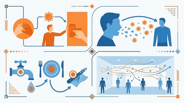 Ways that viruses and germs spread between people in public spaces