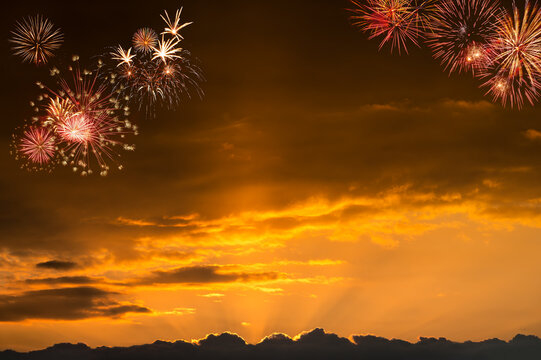 Majestic sky with fireworks for Holiday party