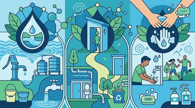 Water sanitation and hygiene infographic for global health awareness
