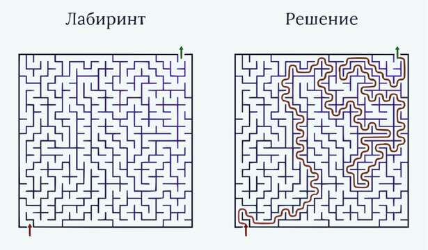 Maze with solution, intricate design, problem-solving concept, copy space