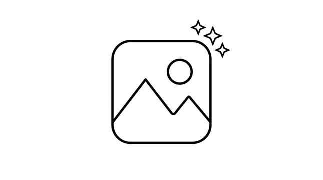 Image icon showing a mountain landscape with sparkling stars indicating enhanced media features.