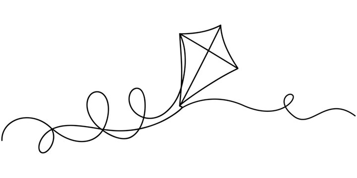 Kite Continuous One Line Drawing Vector Illustration