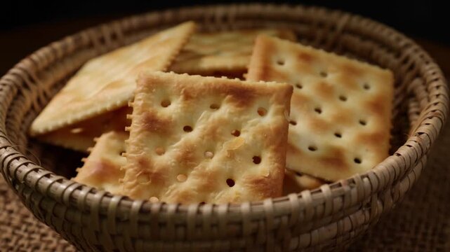 Macro shot of cracker cookies. Snacks	

