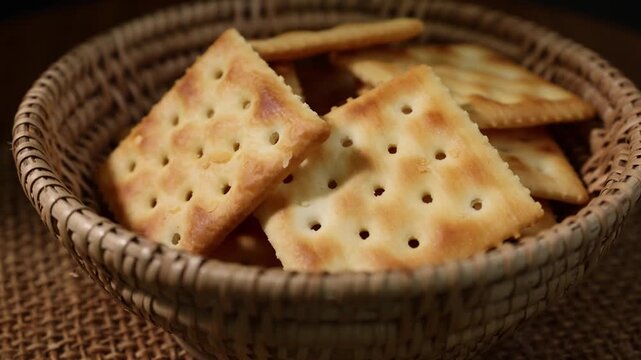 Macro shot of cracker cookies. Snacks	
