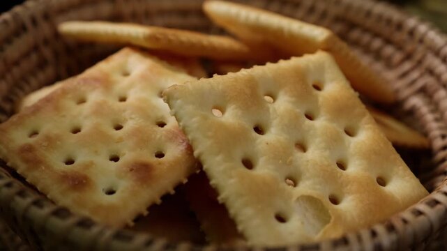 Macro shot of cracker cookies. Snacks	
