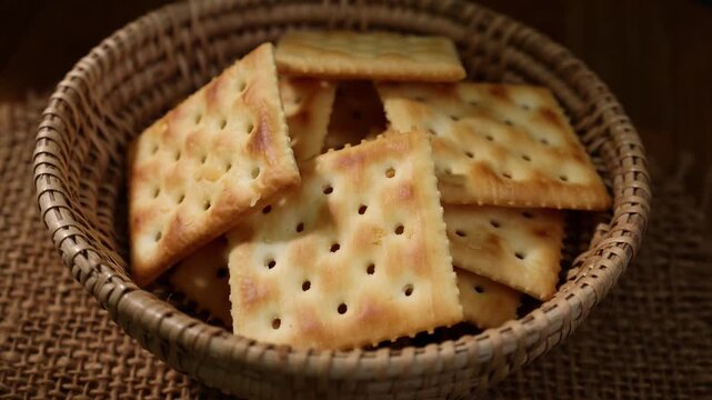 Macro shot of cracker cookies. Snacks	
