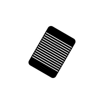 This is a minimalist vector illustration of a washboard icon, featuring a simple, clean, and solid glyph style. The icon can be used as a symbol, sign, or logo