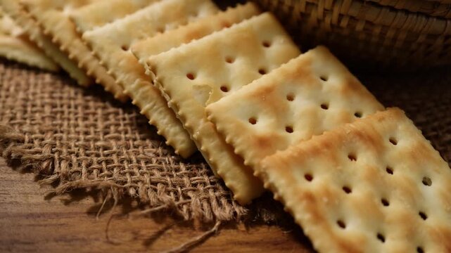 Macro shot of cracker cookies. Snacks	
