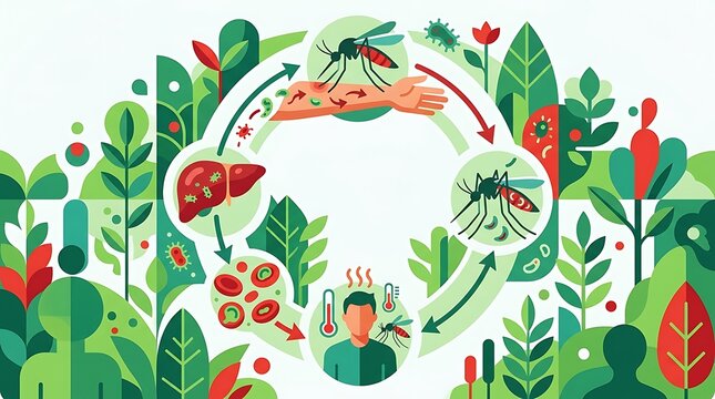 Infographic showing the transmission cycle of mosquito borne disease