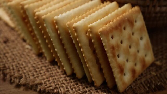 Macro shot of cracker cookies. Snacks	
