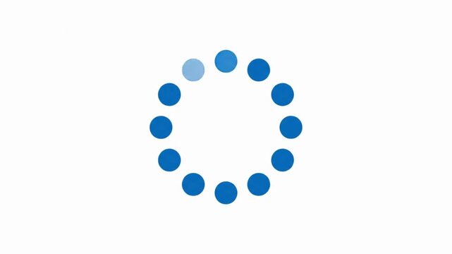 Blue circular loading animation icon showing progress and waiting state on a white background for user interface design