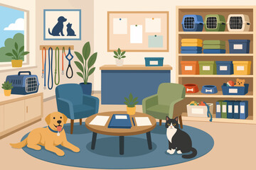 Fototapeta premium Pet adoption meet and greet room Editorial Background