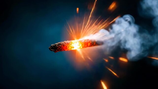 Macro sparkler burning with flowing sparks