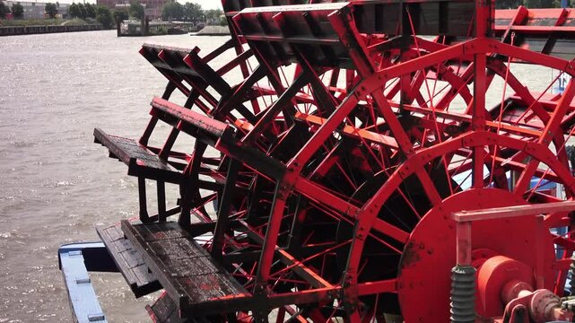 Red wheel of a ship