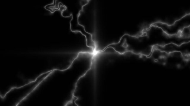 Lightning strike alpha mask transition, black and white flash FX anime energy explosion luma matte loop