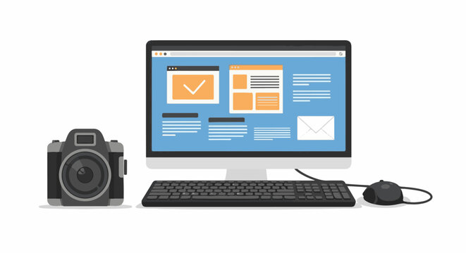 Digital camera keyboard mouse and computer screen